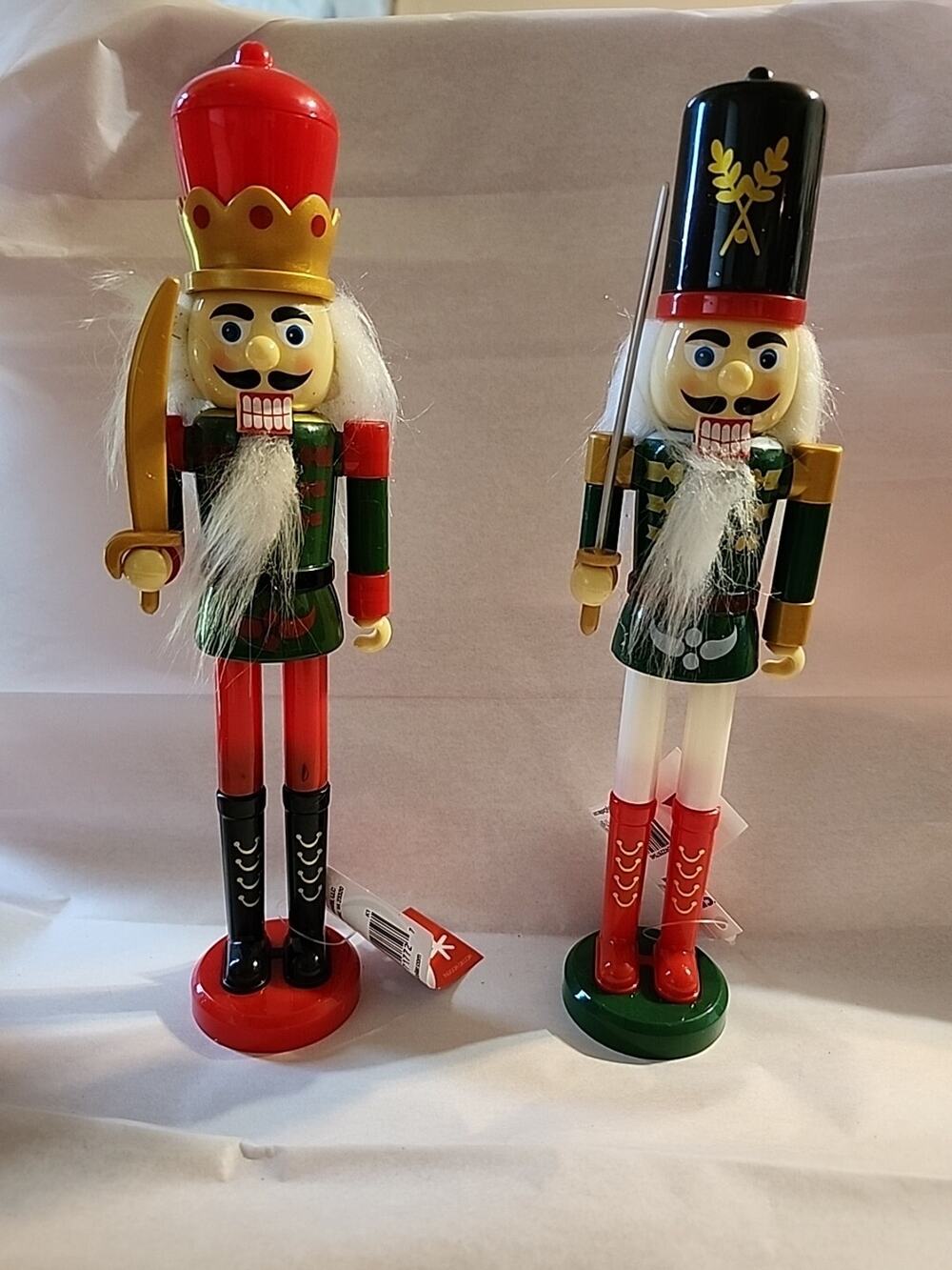 Set of 2 Christmas Plastic Nutcracker Soldier table Decorations 9" Tiered Trays
